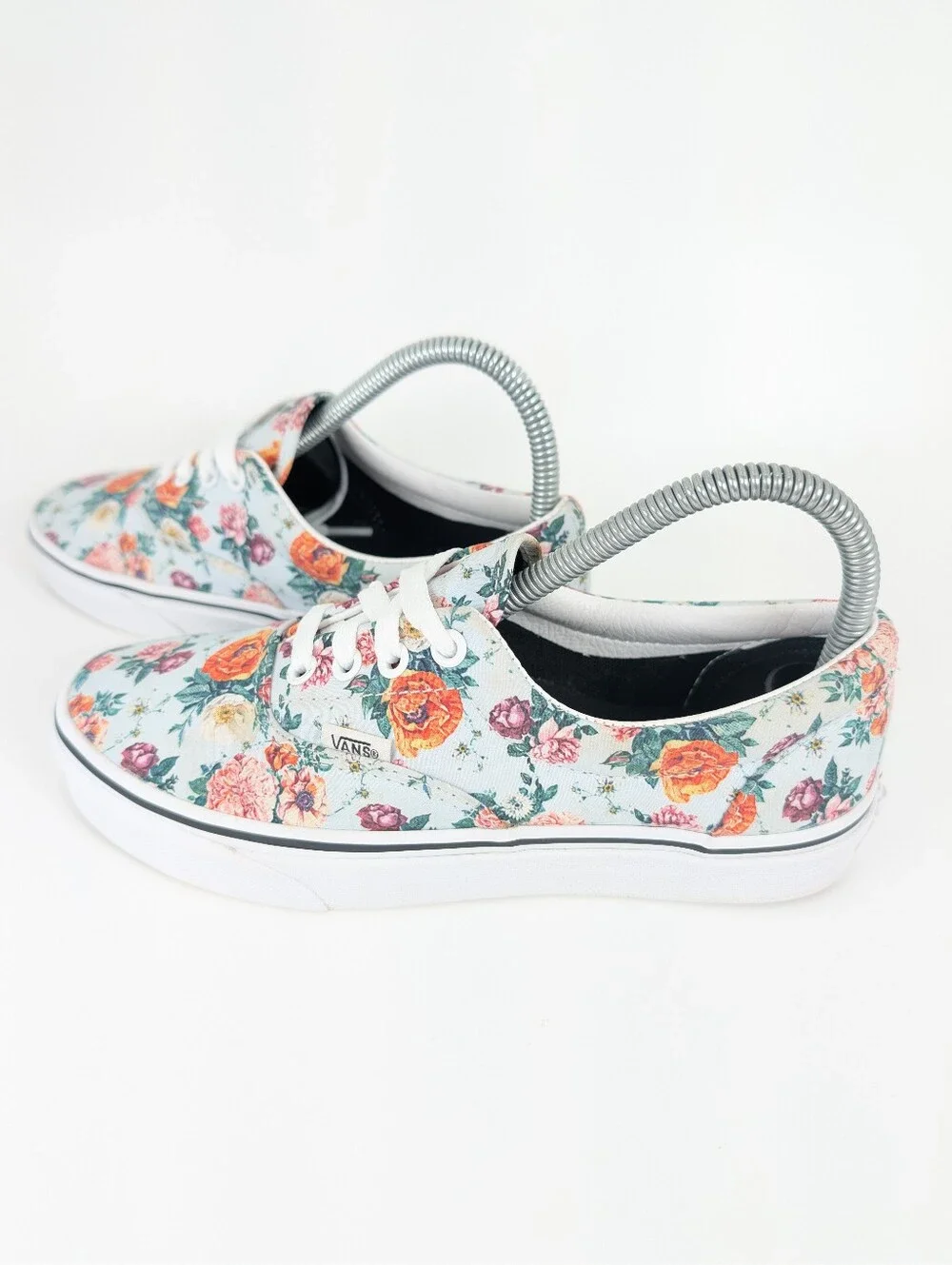 Vans Era Vintage Floral Print Low Top Sneakers Light Blue Women's 7